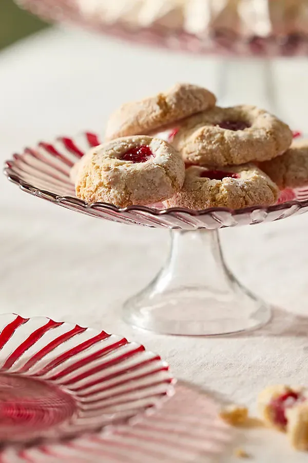 Candy Cane Glass Dessert Stand by Anthropologie
