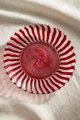 Candy Cane Glass Dinner Plate by Anthropologie, alternate view