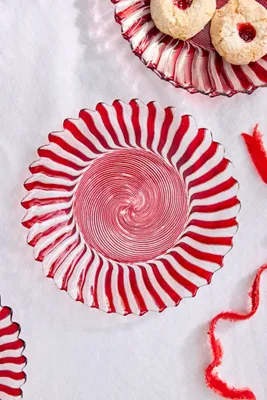 Candy Cane Glass Side Plates Set of 4 by Anthropologie, image 2
