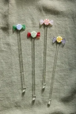 Candy Charm Glass Drink Stirrers Set of 4 by Anthropologie, alternate view