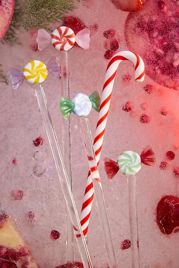 Candy Charm Glass Drink Stirrers Set of 4 by Anthropologie