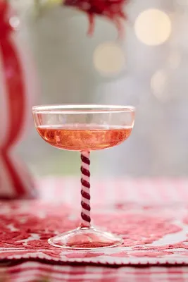 Candy Stripe Coupe Glass - Red, Borosilicate Glass by Anthropologie, alternate view
