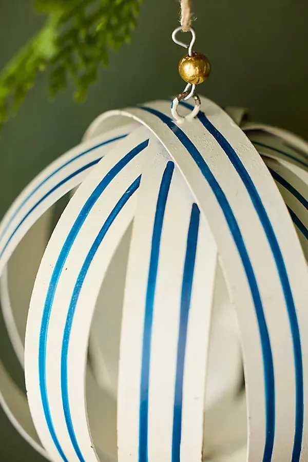 Candy Stripe Globe Ornament - Blue, Iron by Anthropologie, image 2