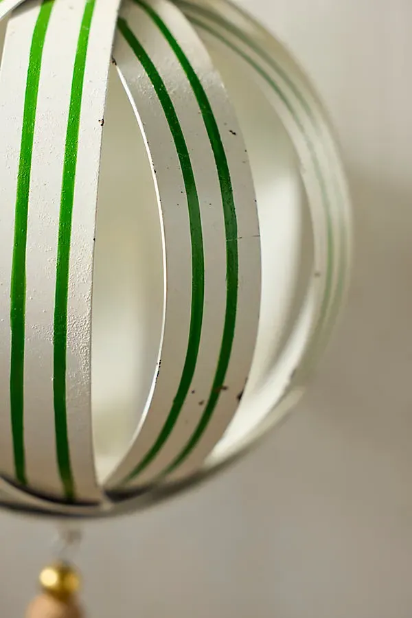 Candy Stripe Globe Ornament - Green, Iron by Anthropologie, image 2