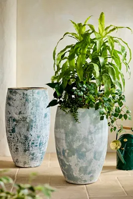 Canyon Tall Egg Planter - Blue, Ceramic by Anthropologie, alternate view