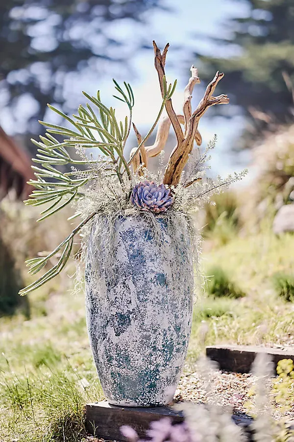 Canyon Tall Egg Planter - Blue, Ceramic by Anthropologie