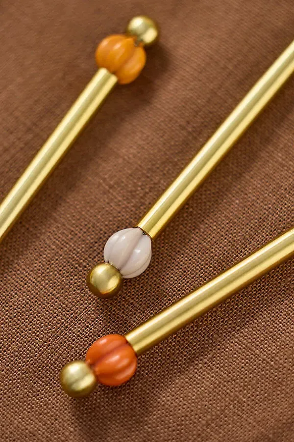 Carved Ball Spoons Set of 4 - Gold by Anthropologie, alternate view