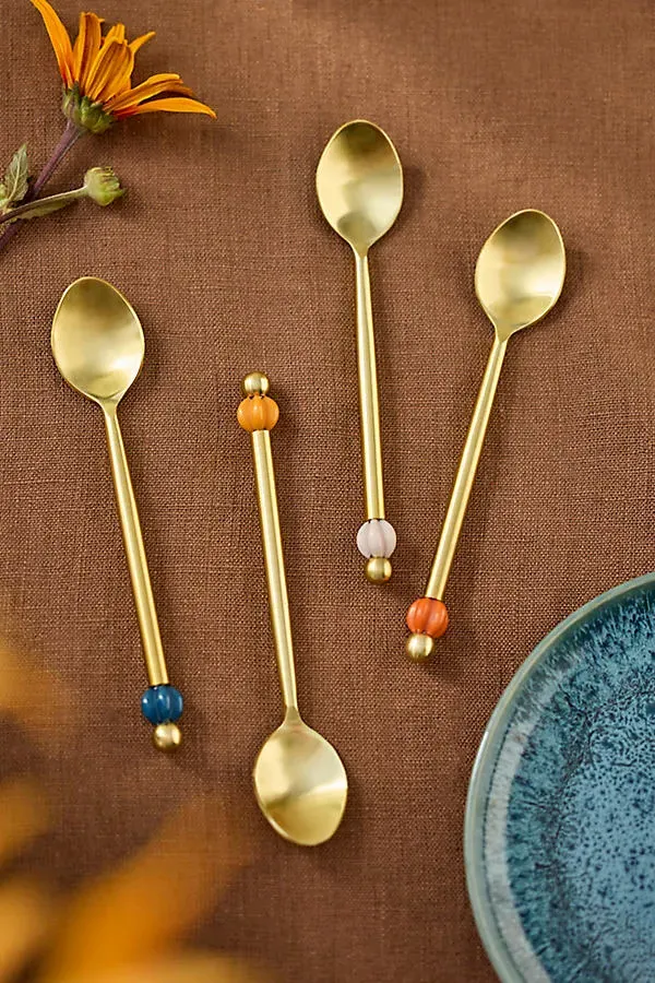 Carved Ball Spoons Set of 4 - Gold by Anthropologie