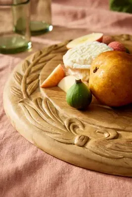 Carved Teak Root Round Serving Board product