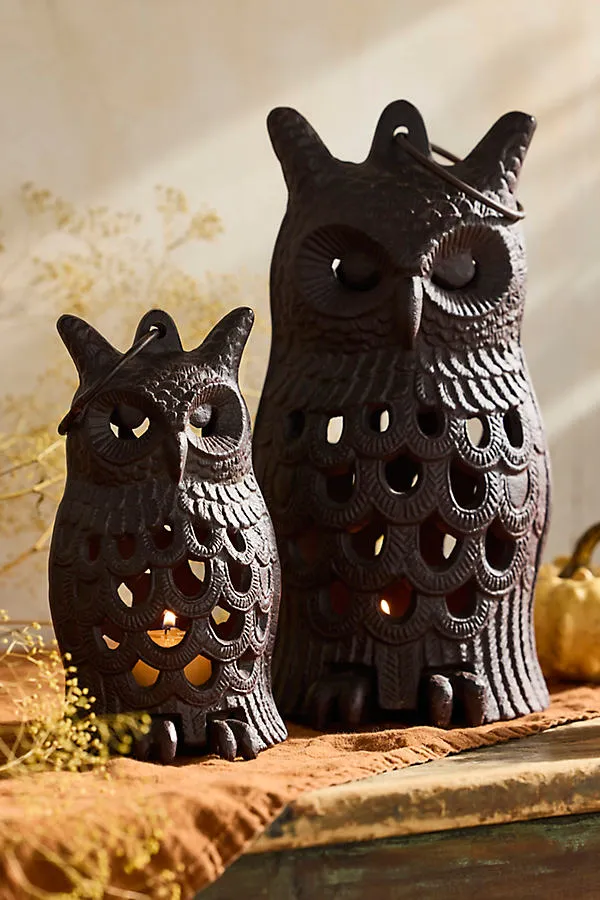 Cast Iron Owl Lantern - Small by Anthropologie