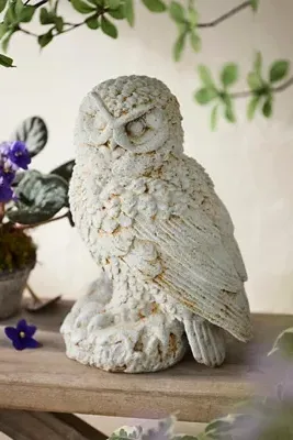 Cast Iron Owl Sculpture - White product