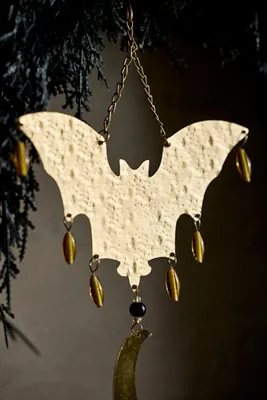 Celestial Bat Wreath Charm - Black, Iron by Anthropologie, alternate view