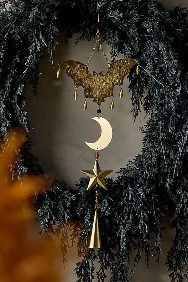 Celestial Bat Wreath Charm - Black, Iron by Anthropologie