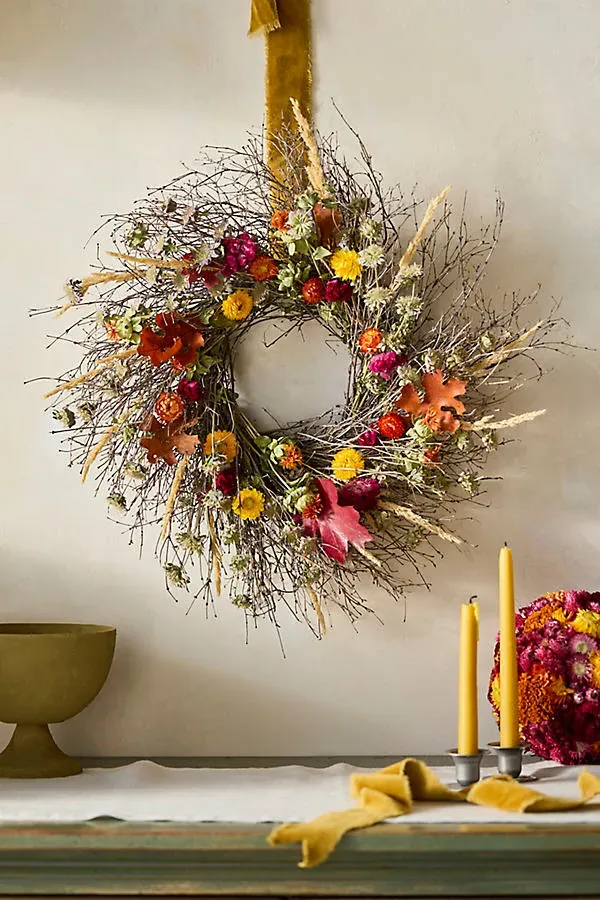 Celosia Twig Dried Wreath - Botanical Mix product