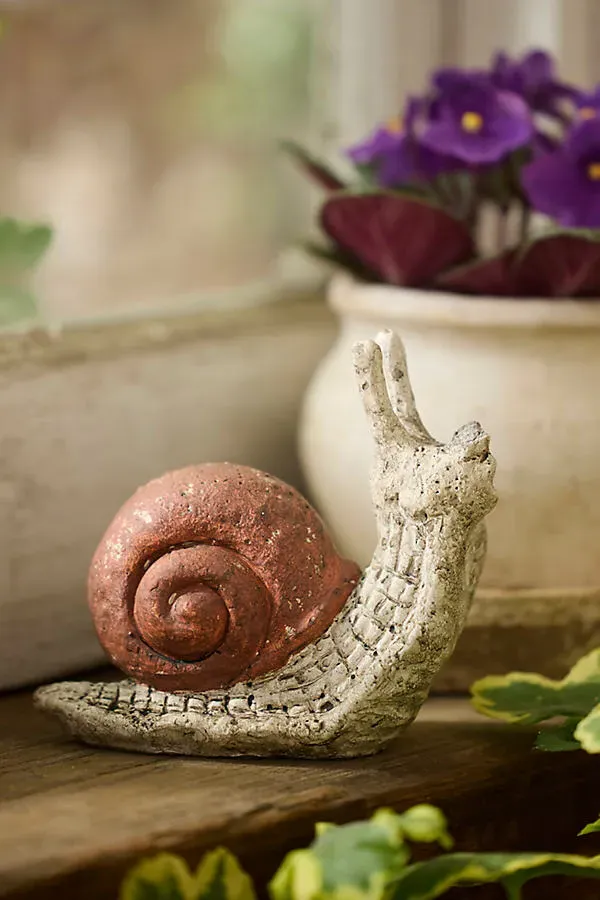 Cement Snail Sculpture - Beige by Anthropologie