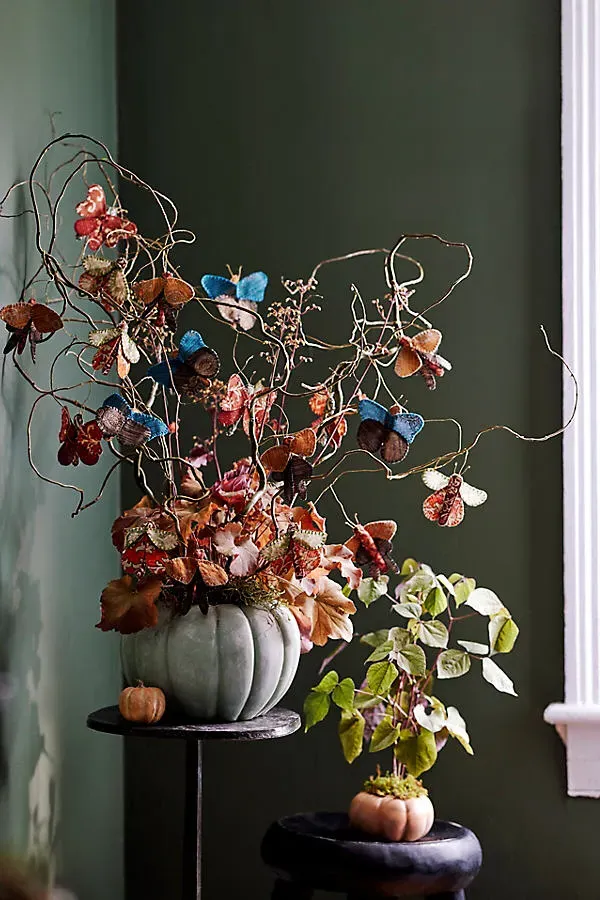 Ceramic Pumpkin Planter - Blue, Terracotta by Anthropologie