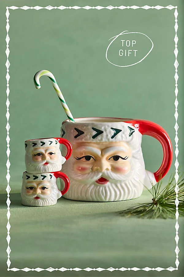 Ceramic Santa Mug by Anthropologie, alternate view