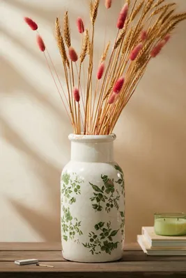 Chinoiserie Column Vase - Green, Glazed Terracotta product