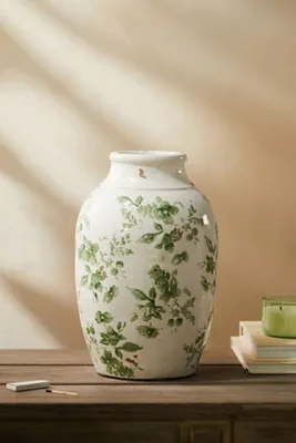 Chinoiserie Jar Vase - Green, Glazed Terracotta product