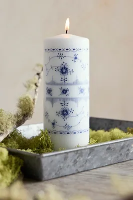 Chinoiserie Large Pillar Candle - Blue, White product