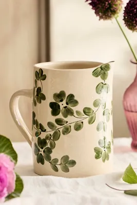 Clover Stoneware Pitcher - Beige by Anthropologie, alternate view