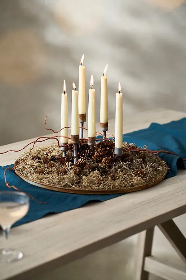 Cluster Tray Taper Holder - Silver, Weathered Iron by Anthropologie