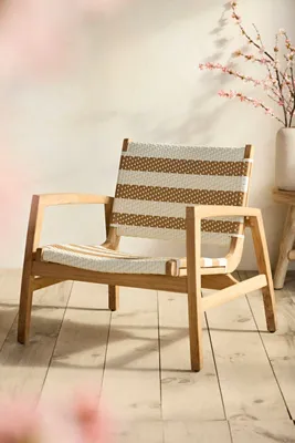 Coastline Lounge Chair - Beige, Wicker & Teak product