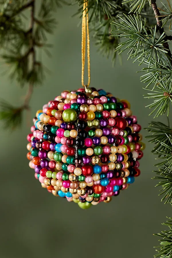 Colorful Beaded Globe Ornament by Anthropologie