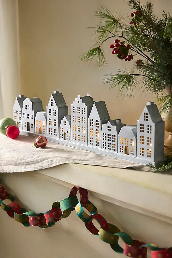 Concordville Village Votive Centerpiece - Silver, Iron by Anthropologie