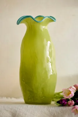 Contrast Rim Hand-Blown Glass Vase - Green by Anthropologie, alternate view
