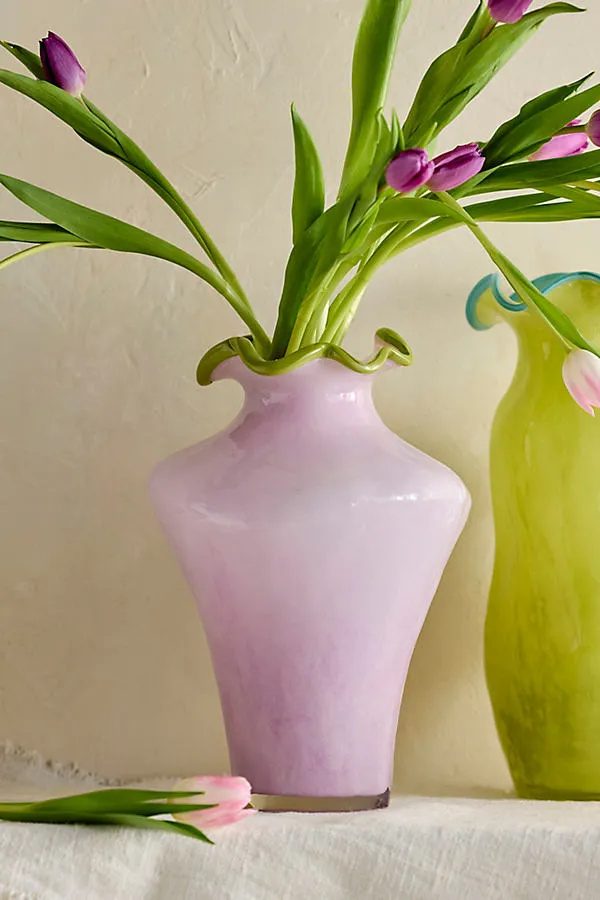 Contrast Rim Hand-Blown Glass Vase - Purple by Anthropologie