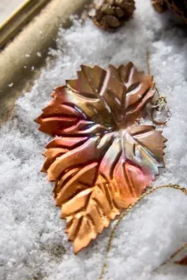 Copper Leaf Ornaments Set of 12 - Copper by Anthropologie, alternate view