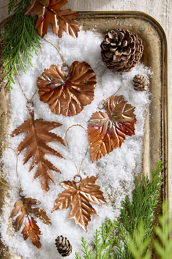 Copper Leaf Ornaments Set of 12 - Copper by Anthropologie