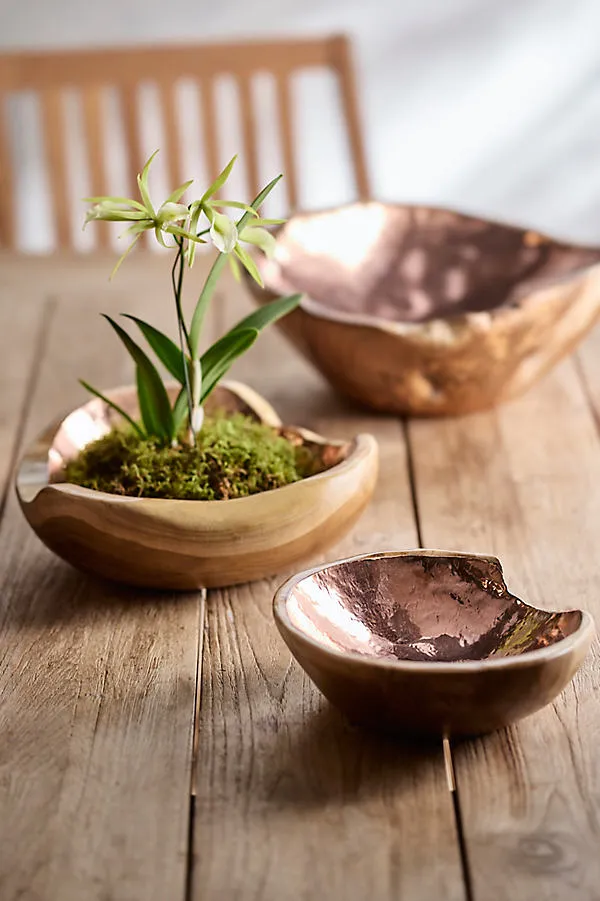 Copper + Teak Bowl by Anthropologie