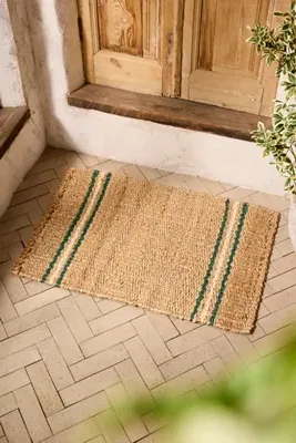 Cottage Stripe Jute Doormat - Green by Anthropologie, alternate view