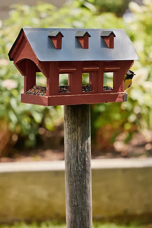 Covered Bridge Reclaimed Barn Wood Bird Feeder by Anthropologie