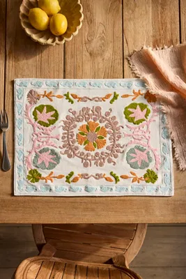 Crewel Stitch Cotton Placemat - Purple product
