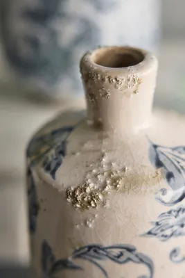 Damask Tall Ceramic Vase - Blue, Terracotta product