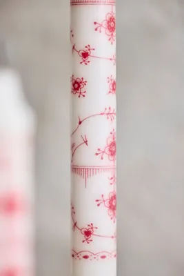 Danish Floral Taper Candles Set of 4 - Red by Anthropologie, alternate view