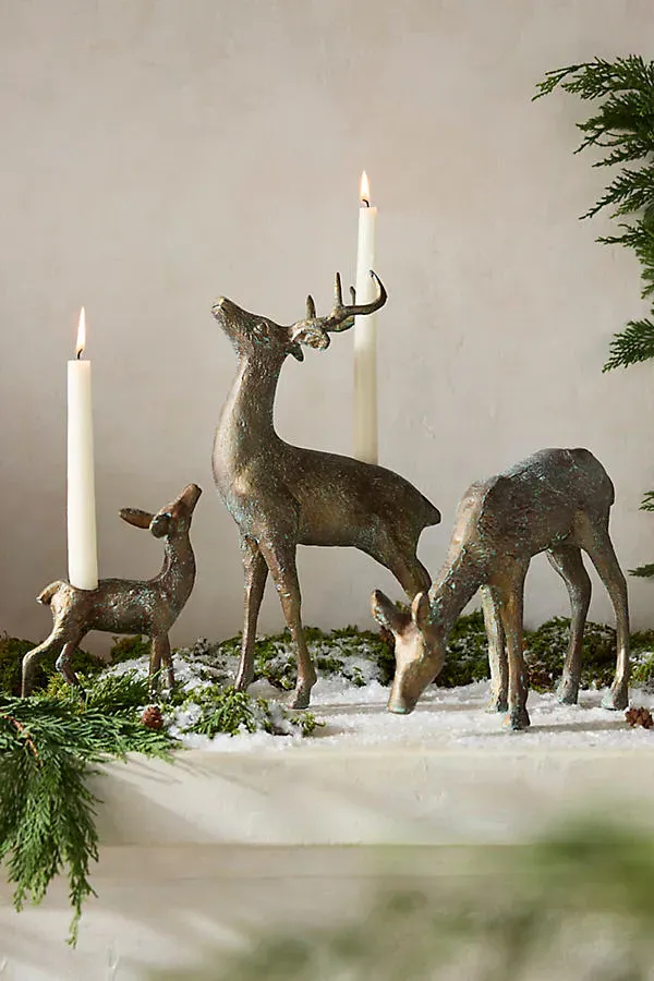 Deer Medium Taper Holder - Metal by Anthropologie