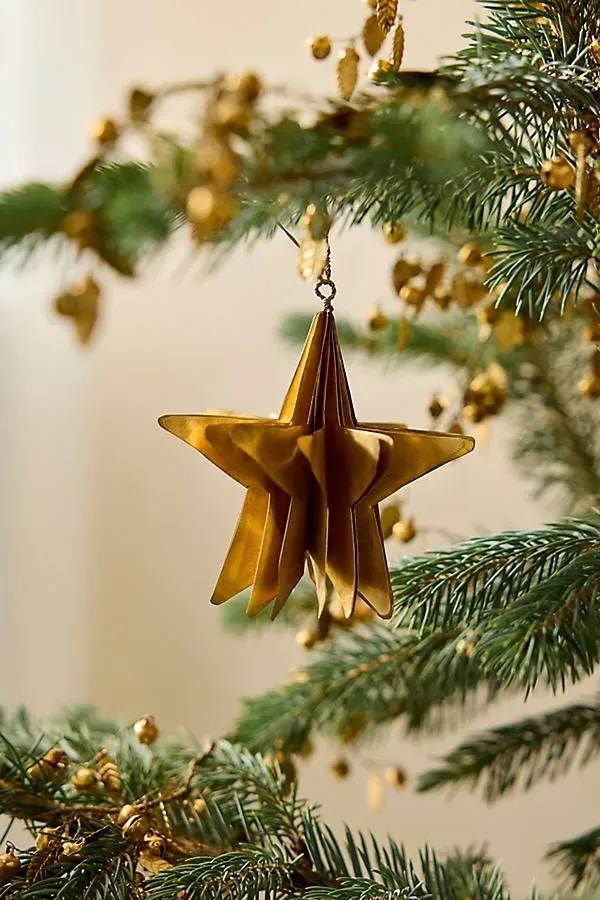 Dimensional Star Ornament - Gold, Brass by Anthropologie