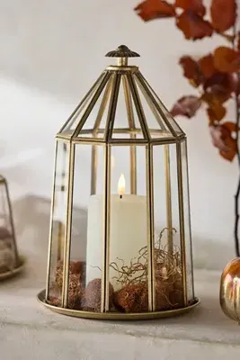 Domed Glass Cloche with Tray Base - Brass, Glass product