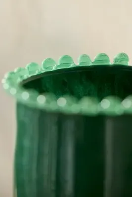 Dotted Rim Small Column Vase - Green, Glass by Anthropologie, alternate view