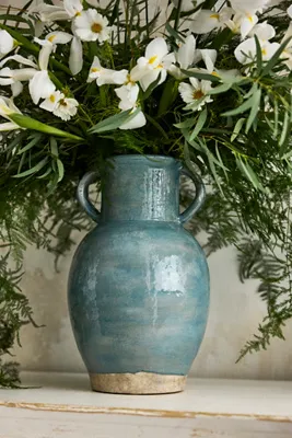 Double Handle Vase - Blue, Terracotta product
