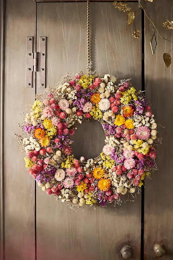 Dried Confetti Wreath - Mixed Florals by Anthropologie