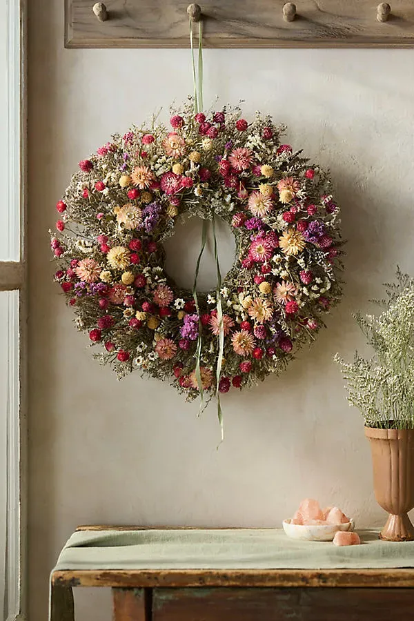 Dried Confetti Wreath - Pink by Anthropologie