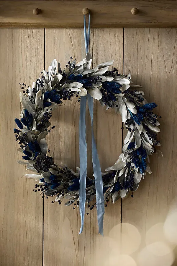 Dried Wreath - Blue, Silver by Anthropologie