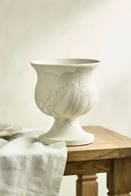 Drippy Glaze Earthenware Urn Planter - White product
