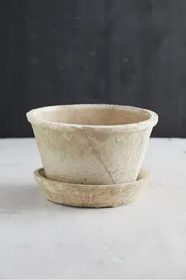 Earth Fired Clay Thin Rim Pot and Saucer Set - White product