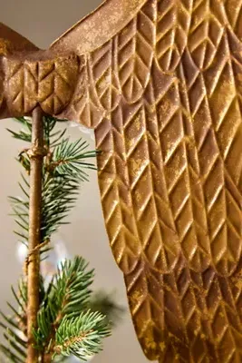 Embossed Angel Wings Tree Topper - Gold, Metal by Anthropologie, alternate view